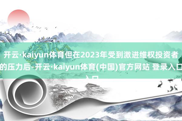 开云·kaiyun体育但在2023年受到激进维权投资者的压力后-开云·kaiyun体育(中国)官方网站 登录入口