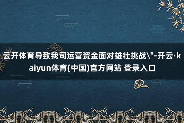 云开体育导致我司运营资金面对雄壮挑战